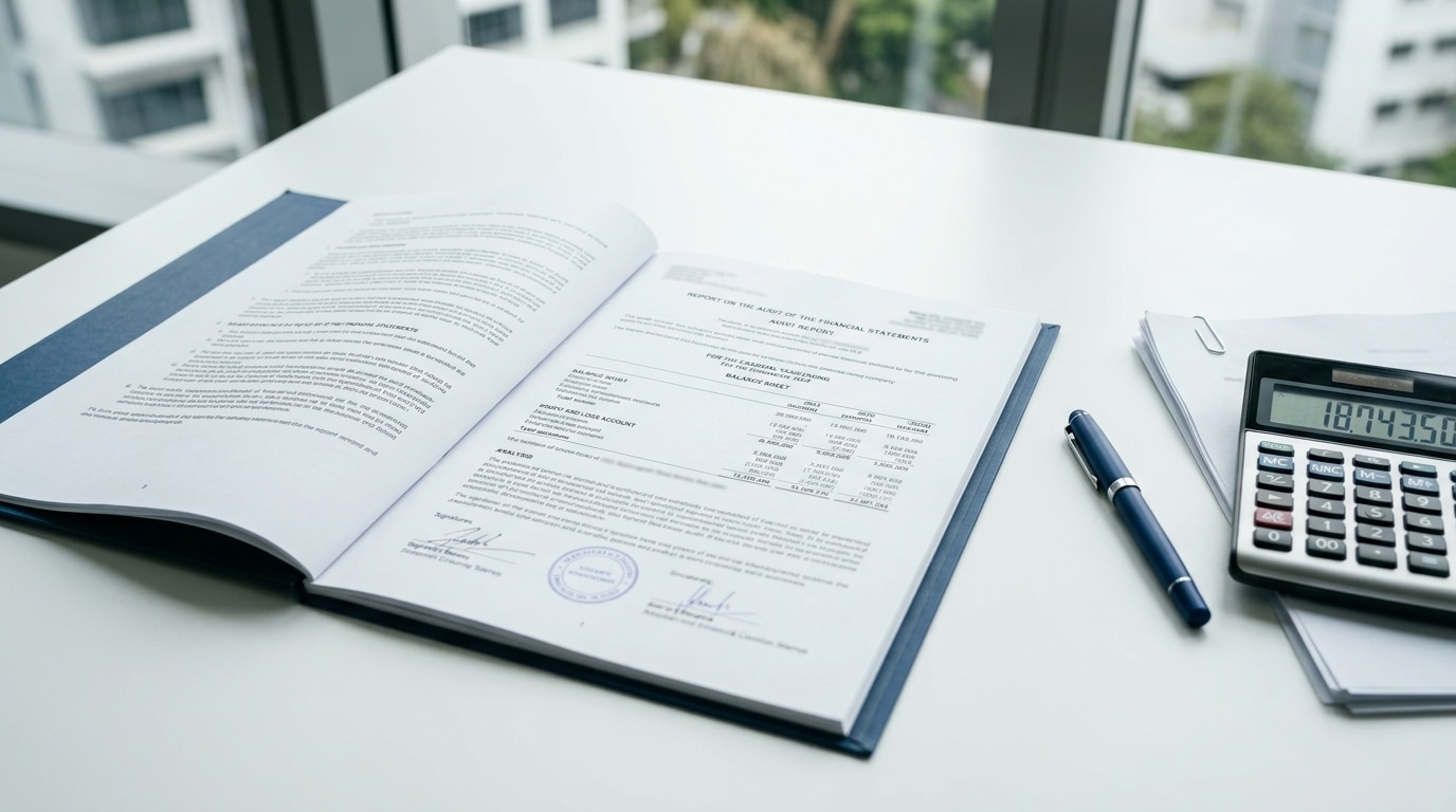 notebook showing details of voluntary audit