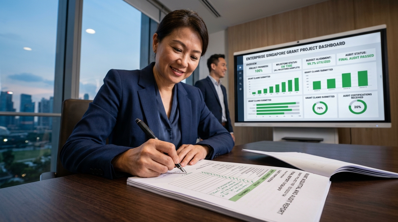 Accountant compiling a grant audit report