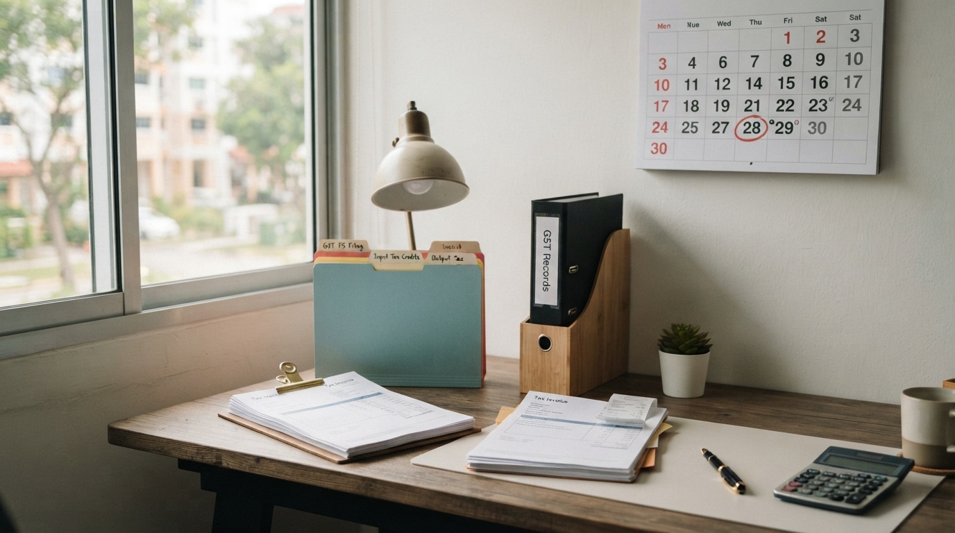 GST records and filing date on calendar